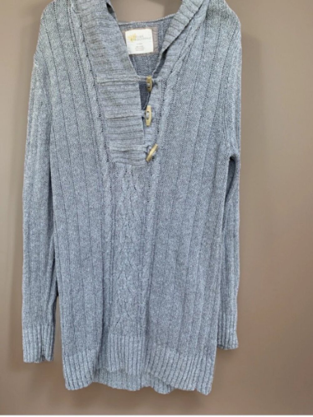 NATURAL REFLECTIONS WOMENS BOHO HIPPIE BLUE KNIT HOODIE SIZE XL